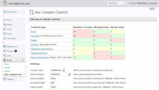קידום אתרי וורדפרס - SEO Content Control